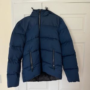 Men’s 32 Degrees Hooded Winter Coat- Navy Blue - Size Medium- Water Repellent